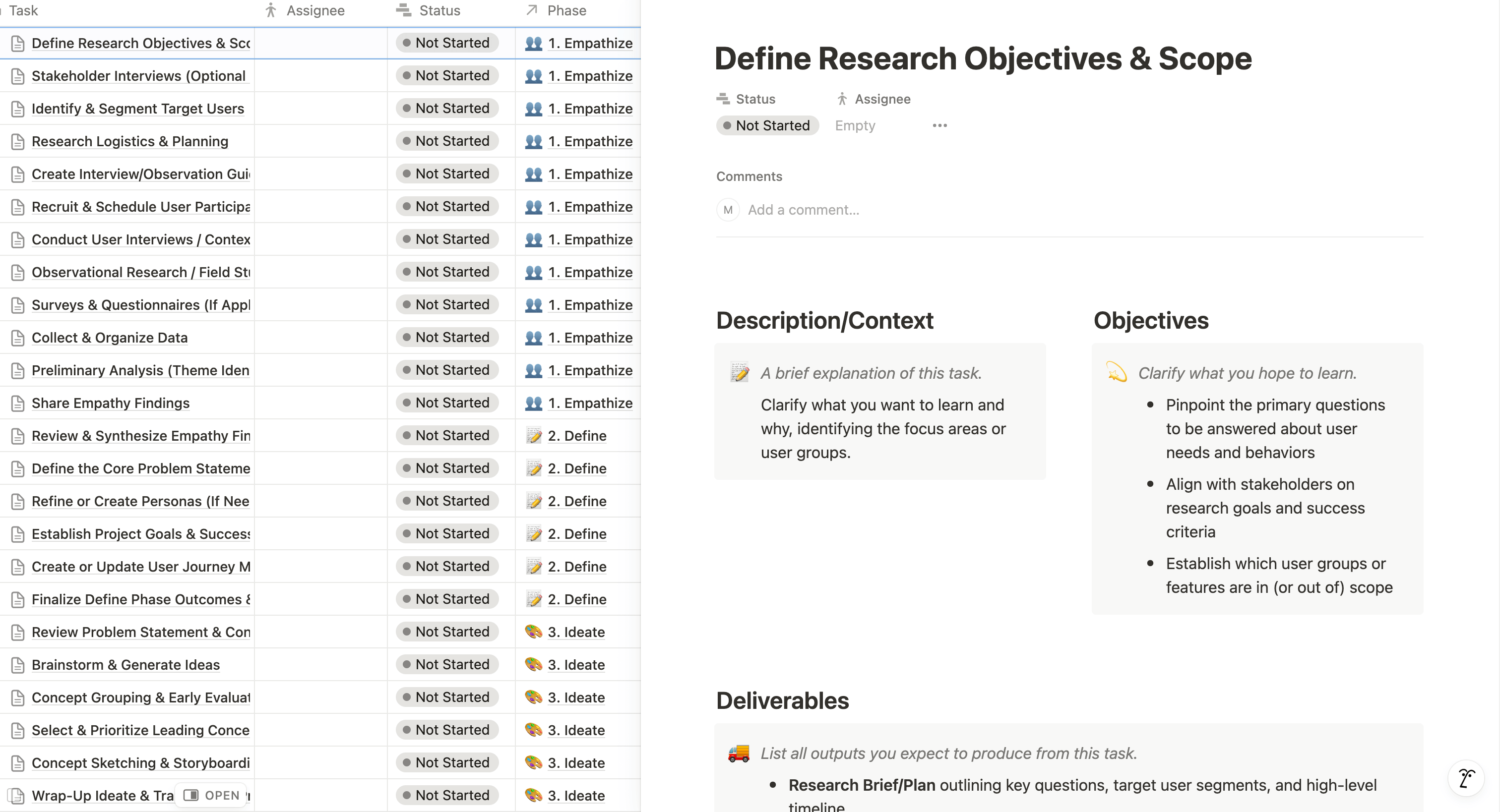 UX Workflow Notion Template Phase